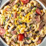 Delicious Cowboy Pasta Salad served in a bowl with fresh ingredients