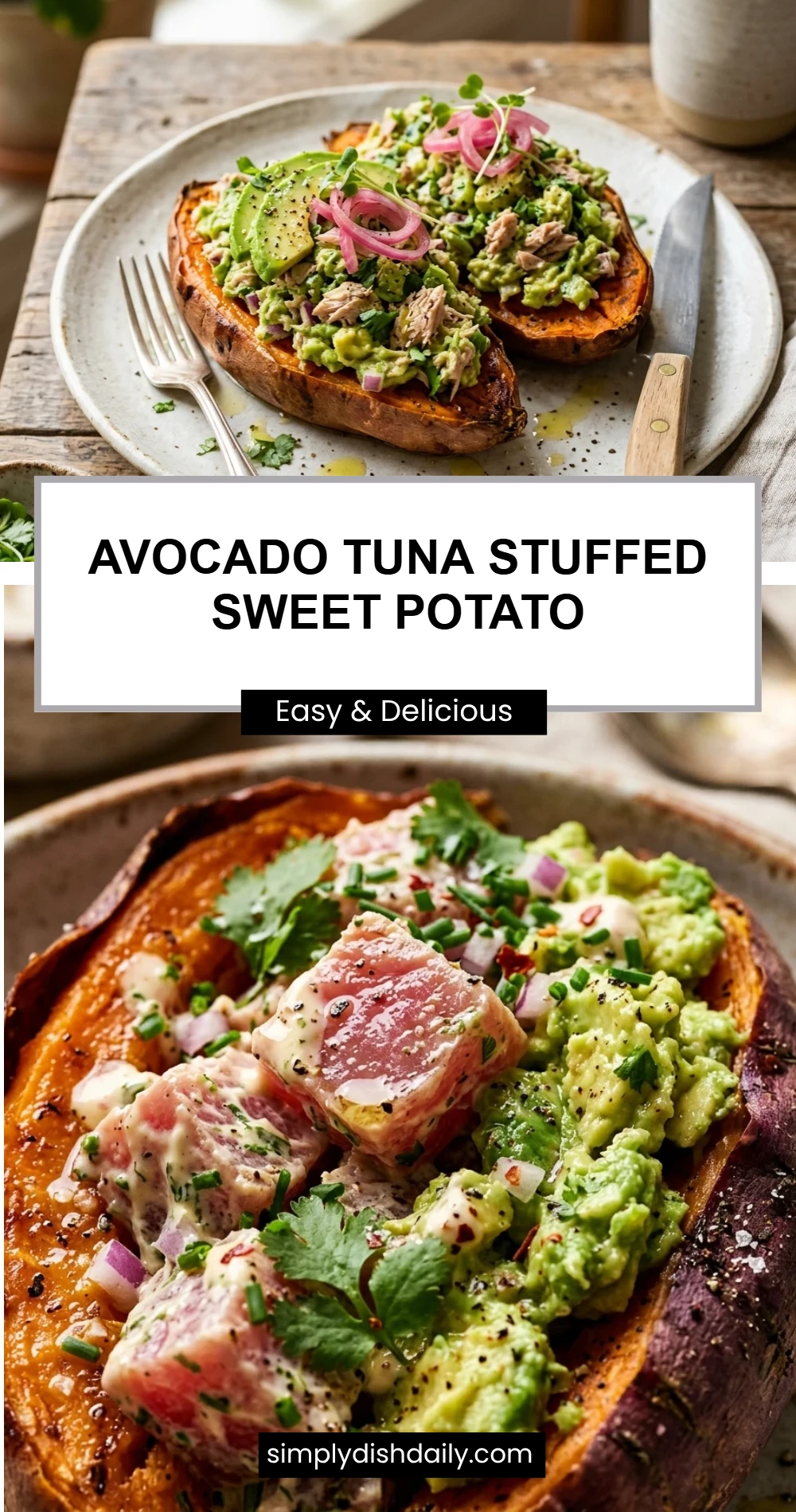 Avocado Tuna Stuffed Sweet Potato