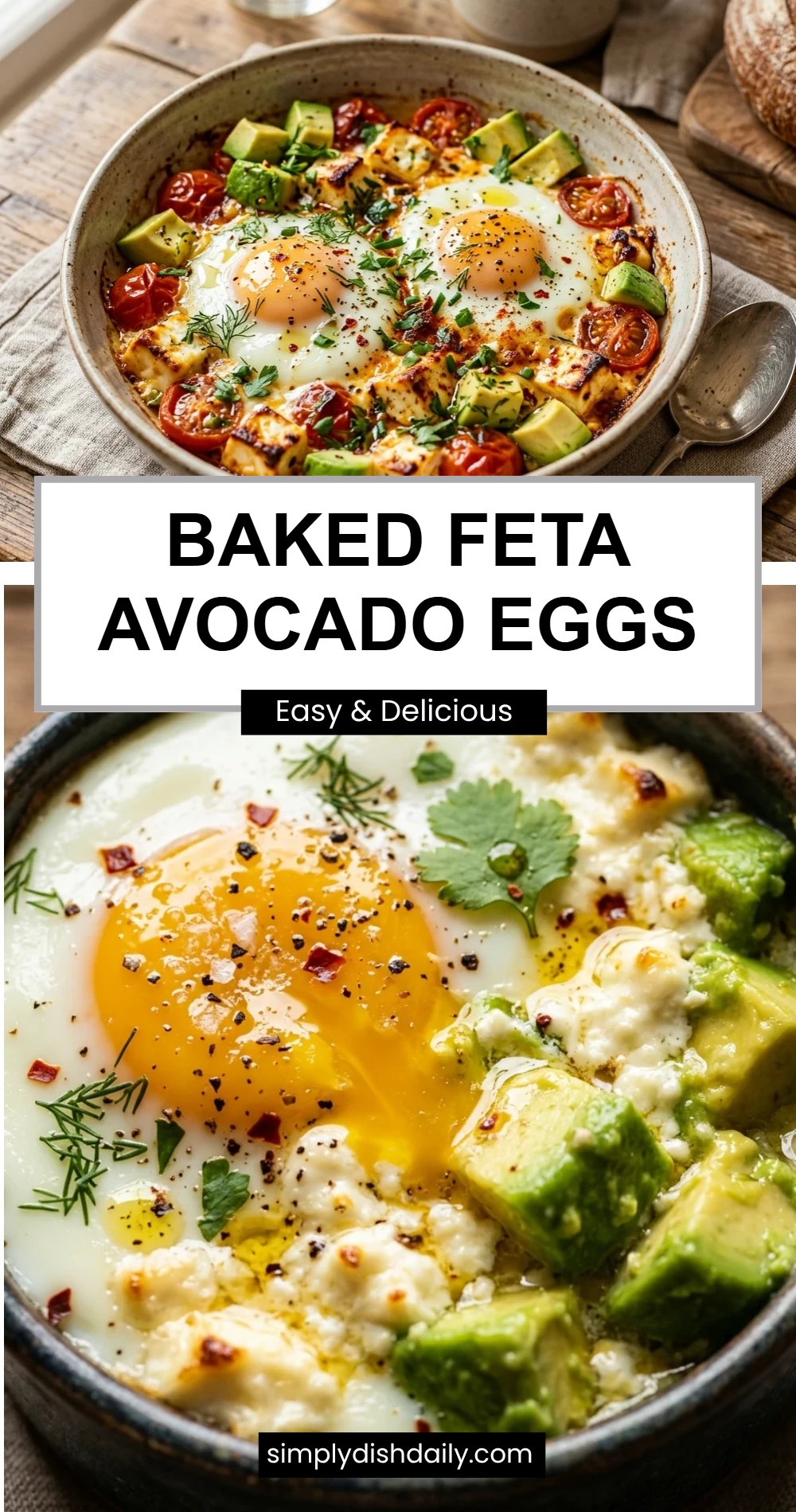 Baked Feta Avocado Eggs