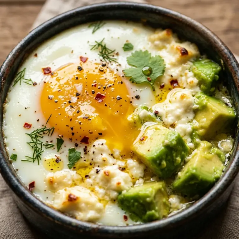 Baked Feta Avocado Eggs