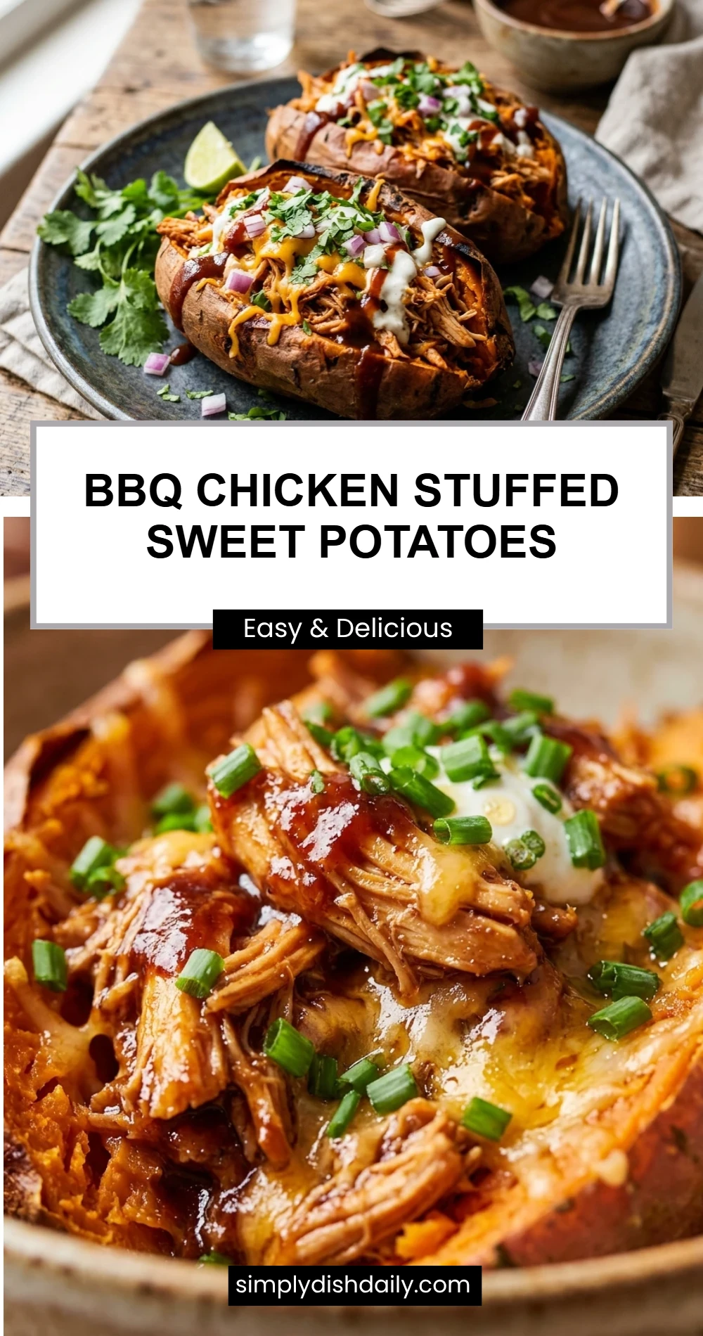 BBQ Chicken Stuffed Sweet Potatoes