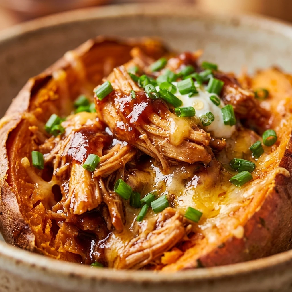 BBQ Chicken Stuffed Sweet Potatoes