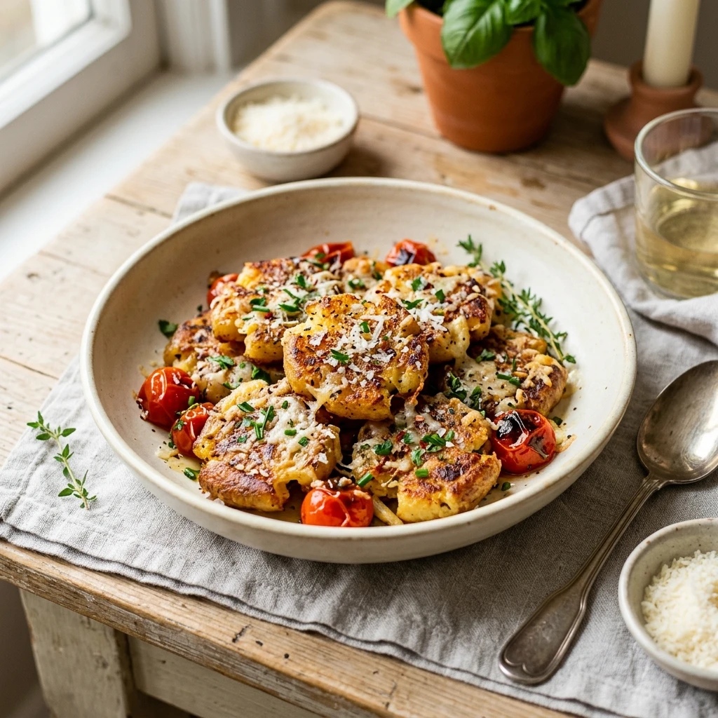 Crispy Parmesan Smashed Gnocchi