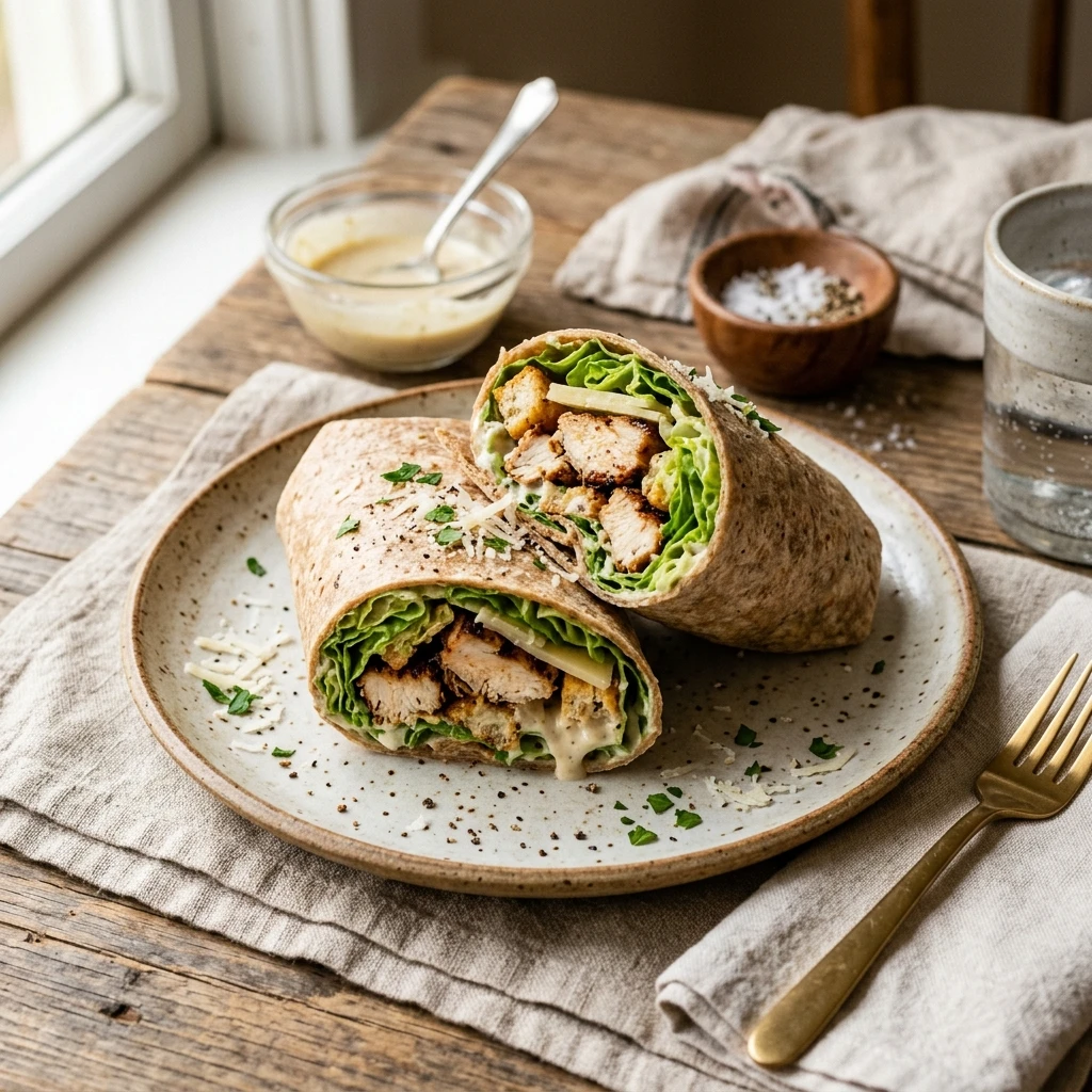 High Protein Chicken Caesar Wraps