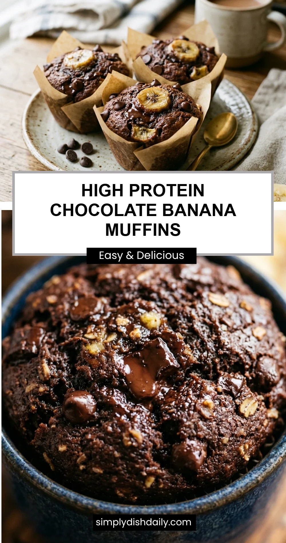 High Protein Chocolate Banana Muffins