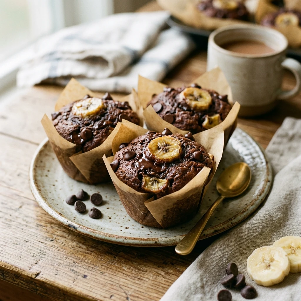 High Protein Chocolate Banana Muffins