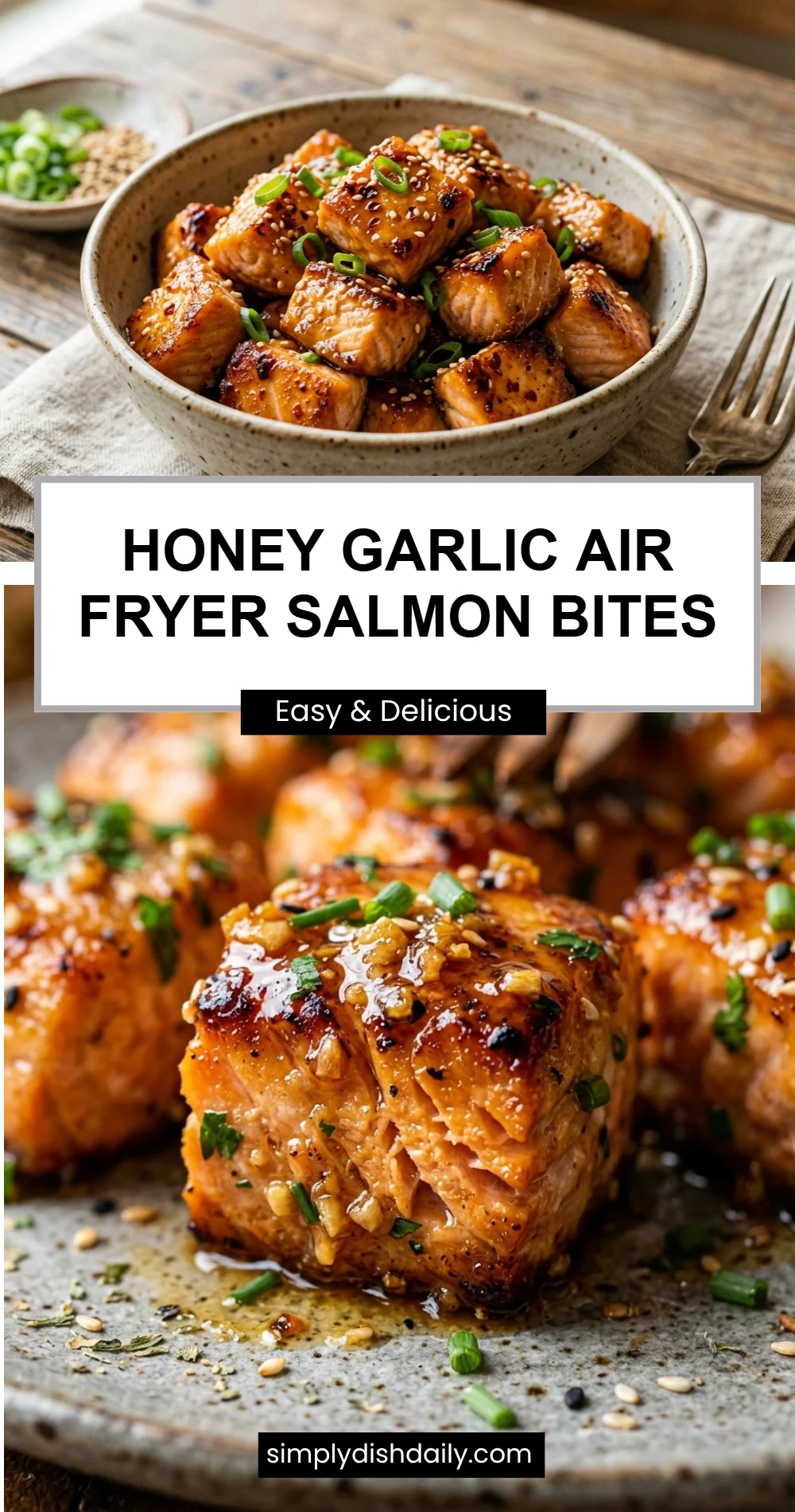 Honey Garlic Air Fryer Salmon Bites