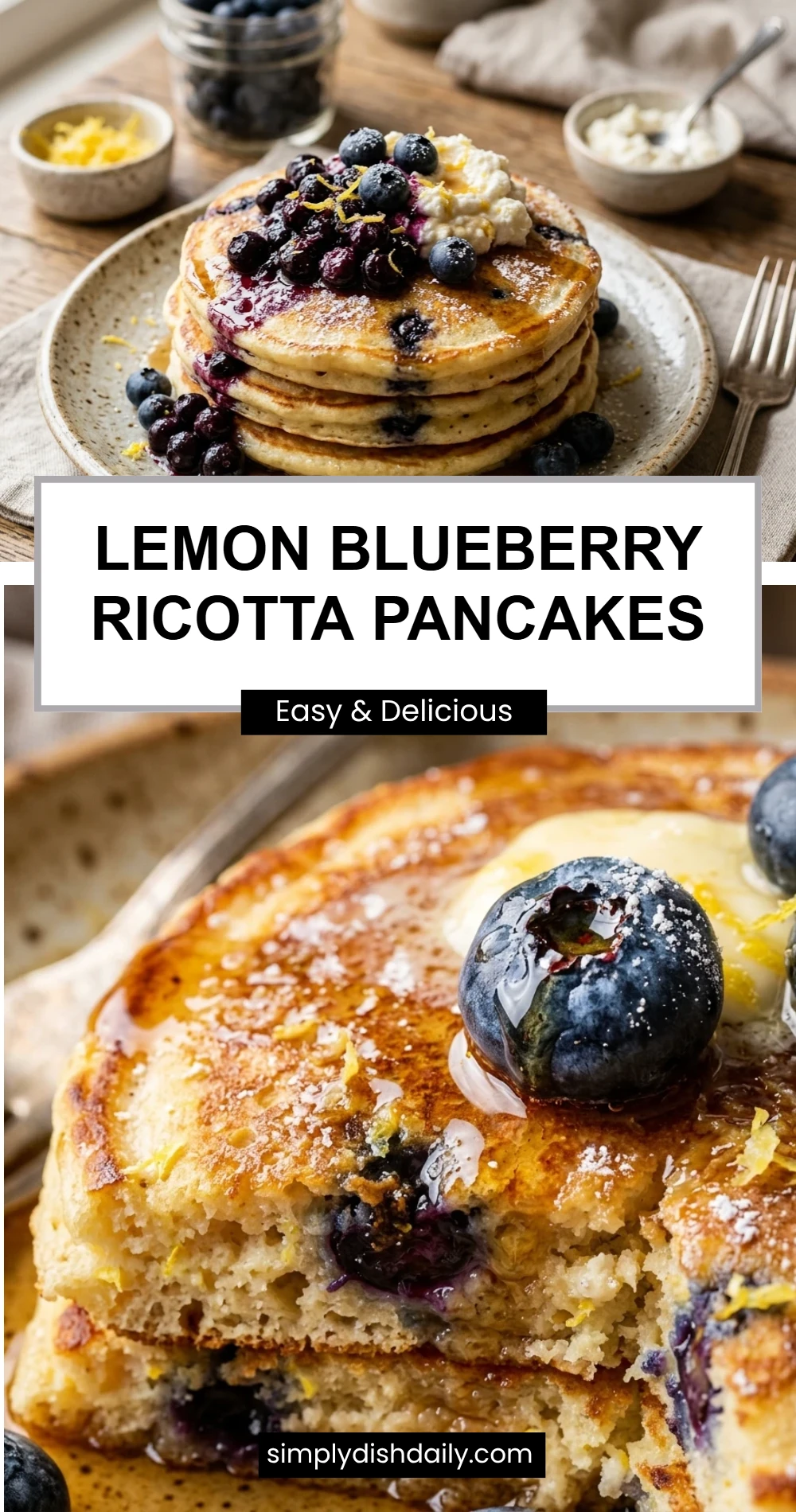 Lemon Blueberry Ricotta Pancakes