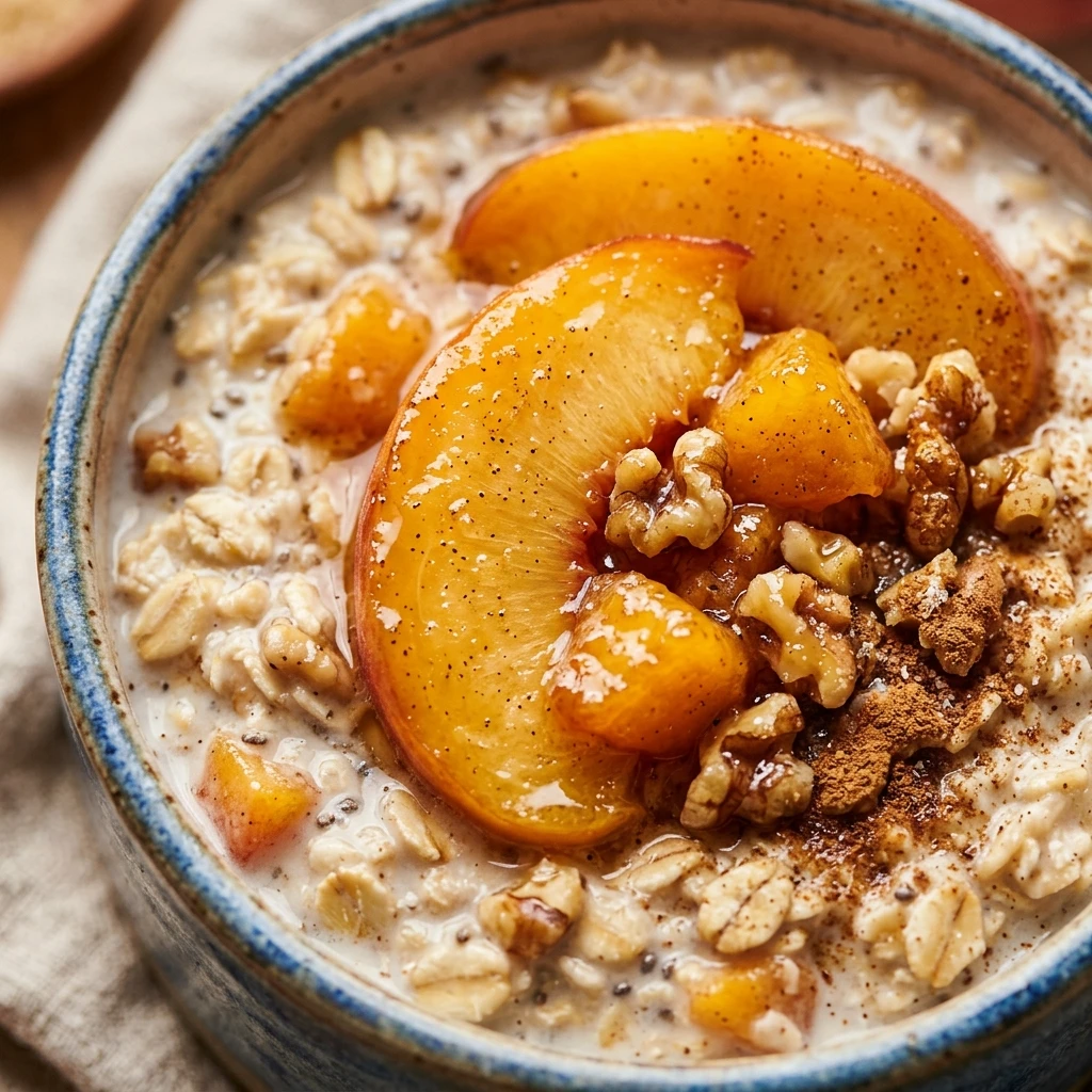 Peach Cobbler Overnight Oats