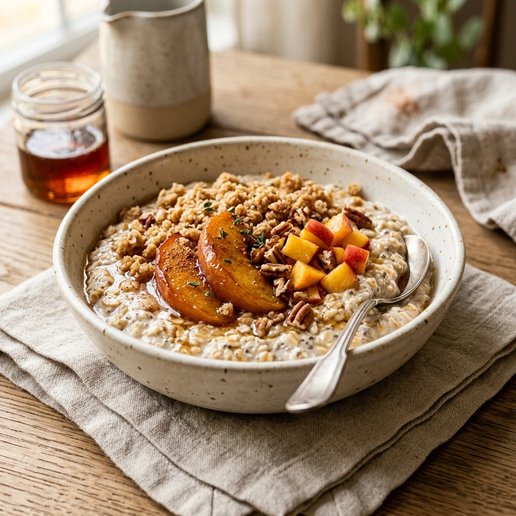 Peach Cobbler Overnight Oats