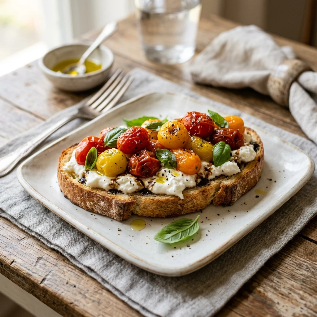Roasted Tomato Basil Burrata Toast