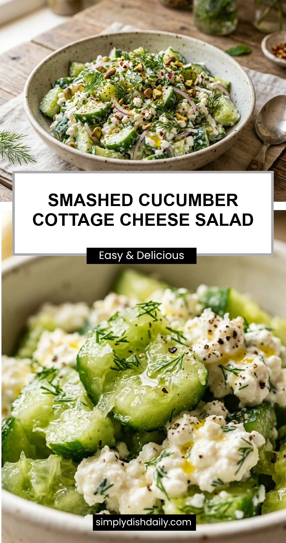 Smashed Cucumber Cottage Cheese Salad