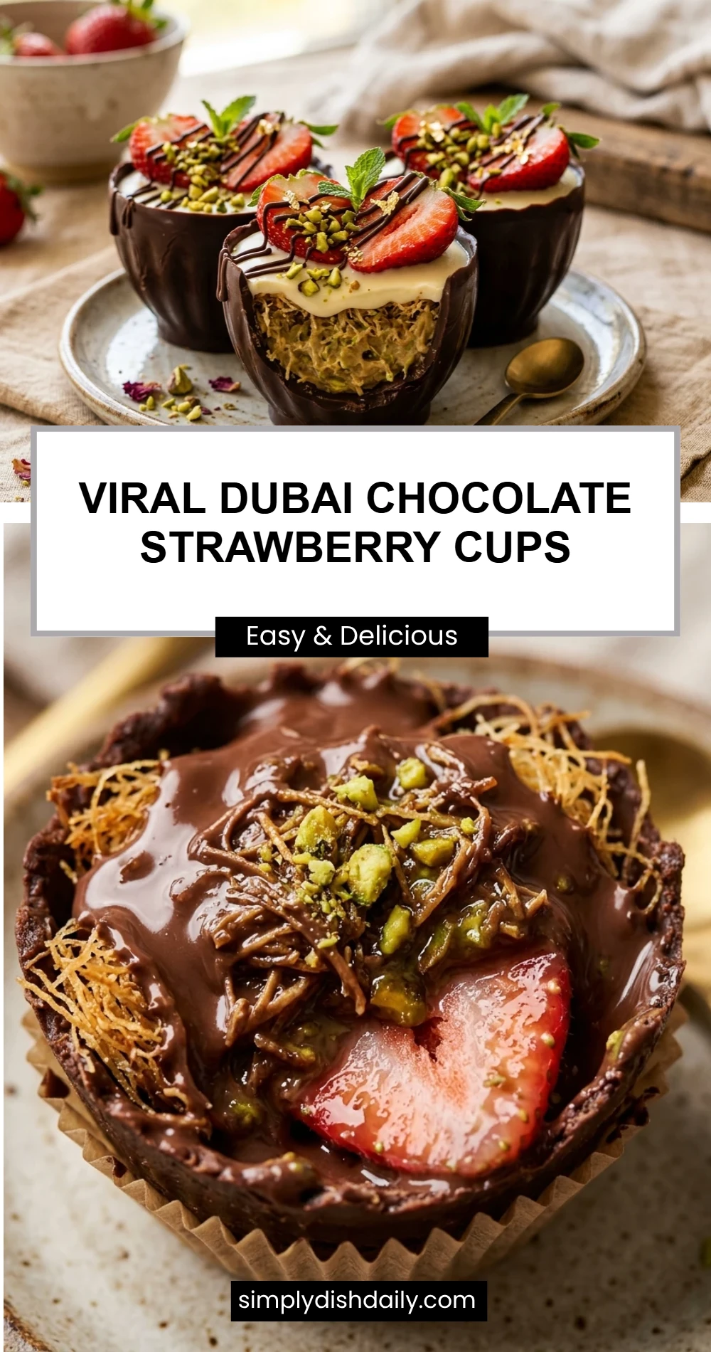 Viral Dubai Chocolate Strawberry Cups