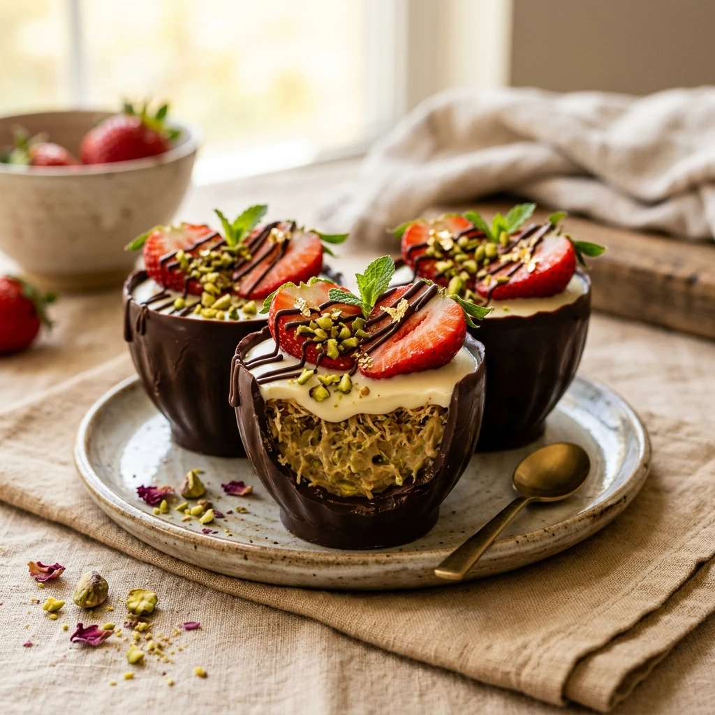 Viral Dubai Chocolate Strawberry Cups
