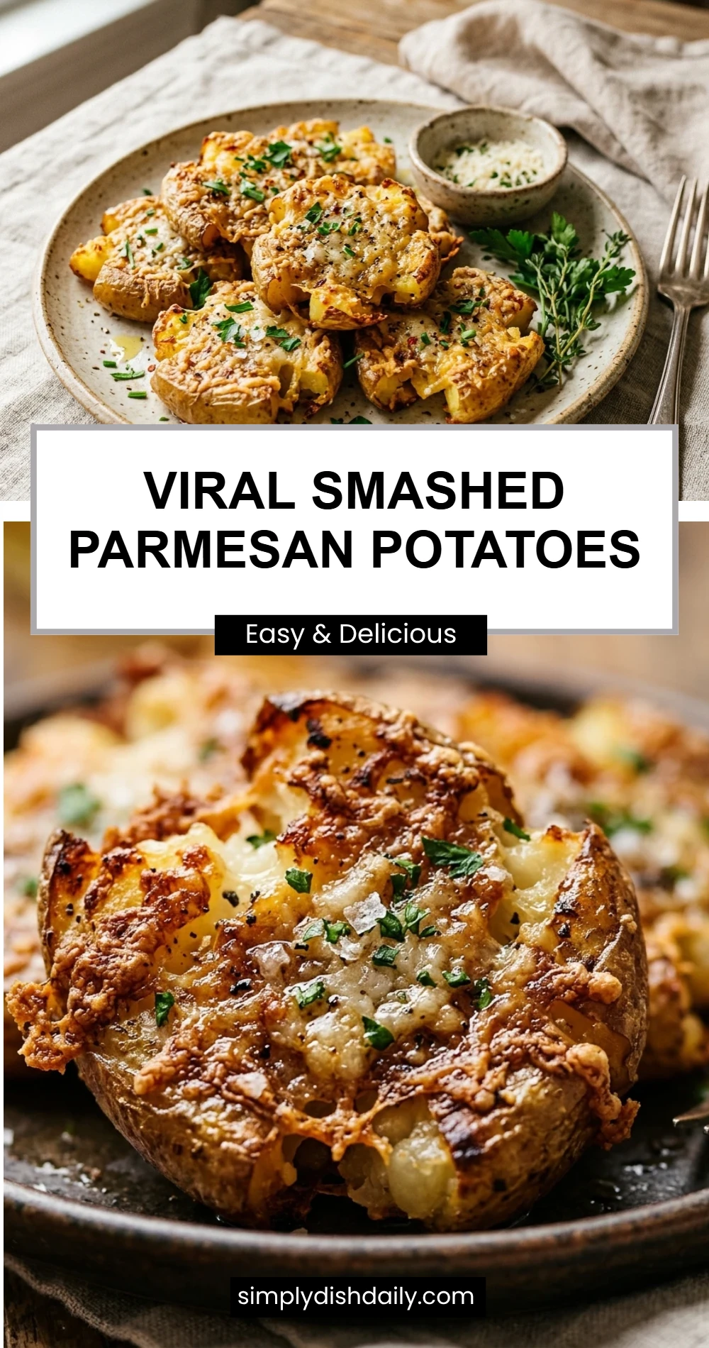 Viral Smashed Parmesan Potatoes