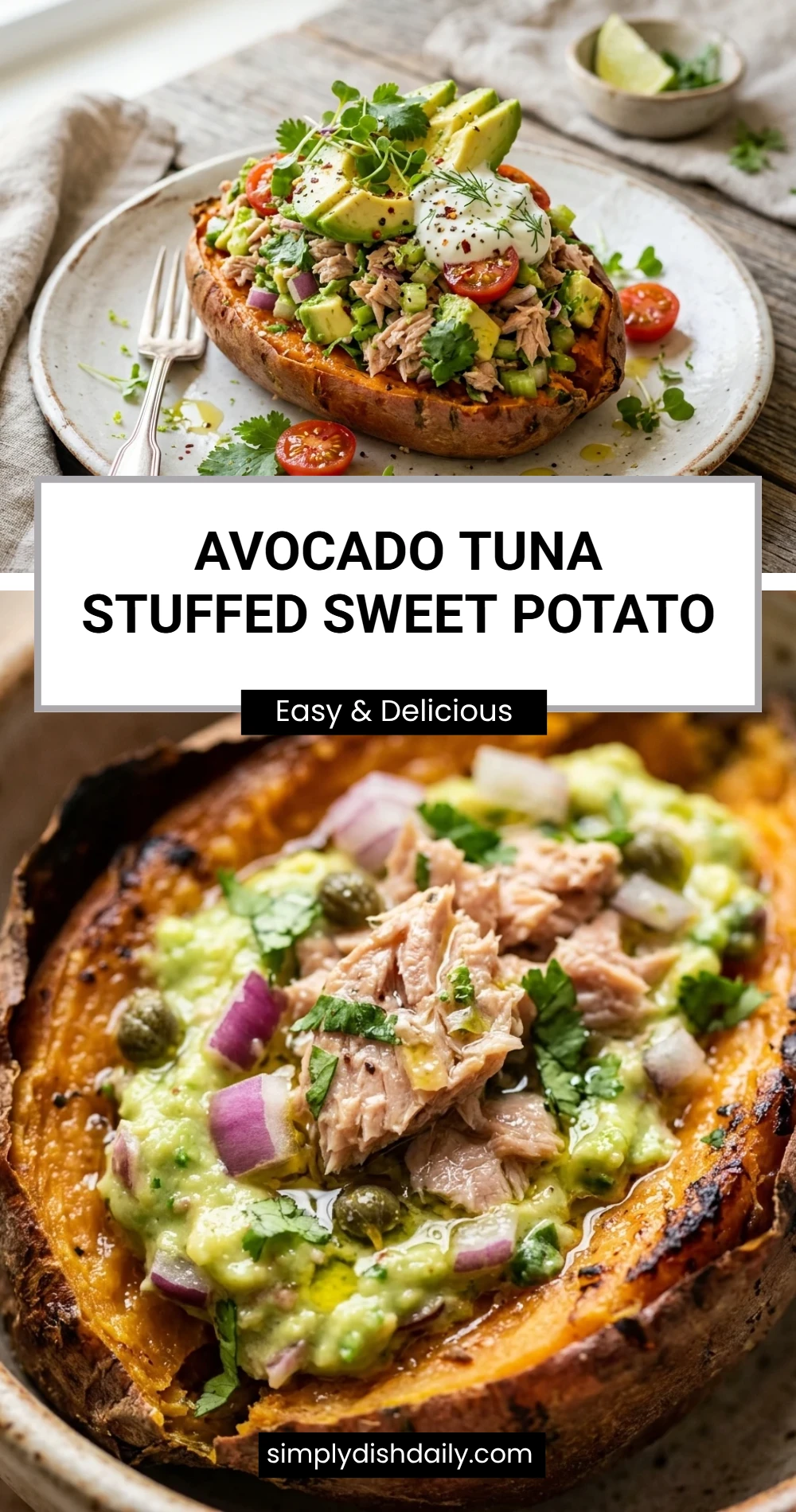 Avocado Tuna Stuffed Sweet Potato