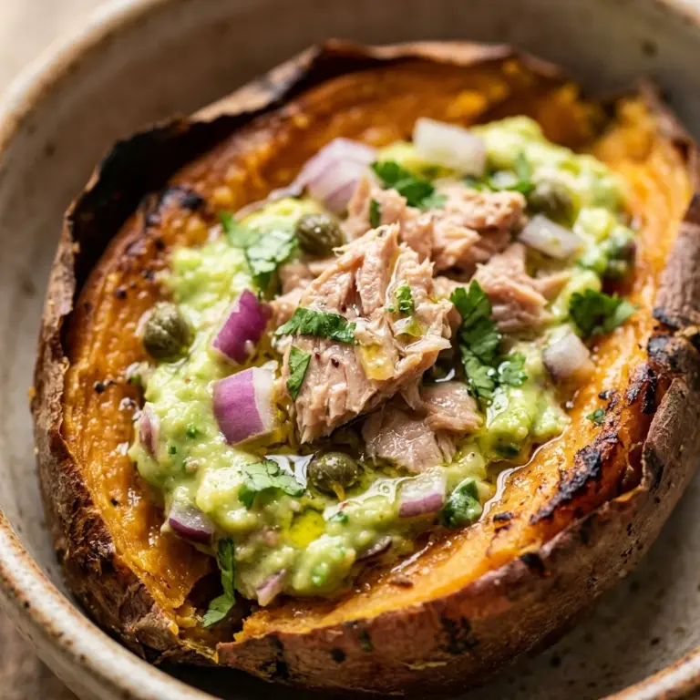 Avocado Tuna Stuffed Sweet Potato