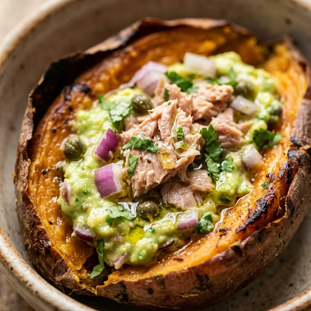 Avocado Tuna Stuffed Sweet Potato