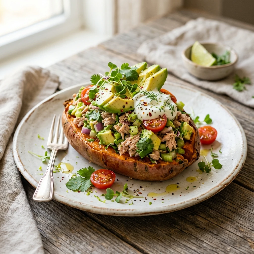 Avocado Tuna Stuffed Sweet Potato