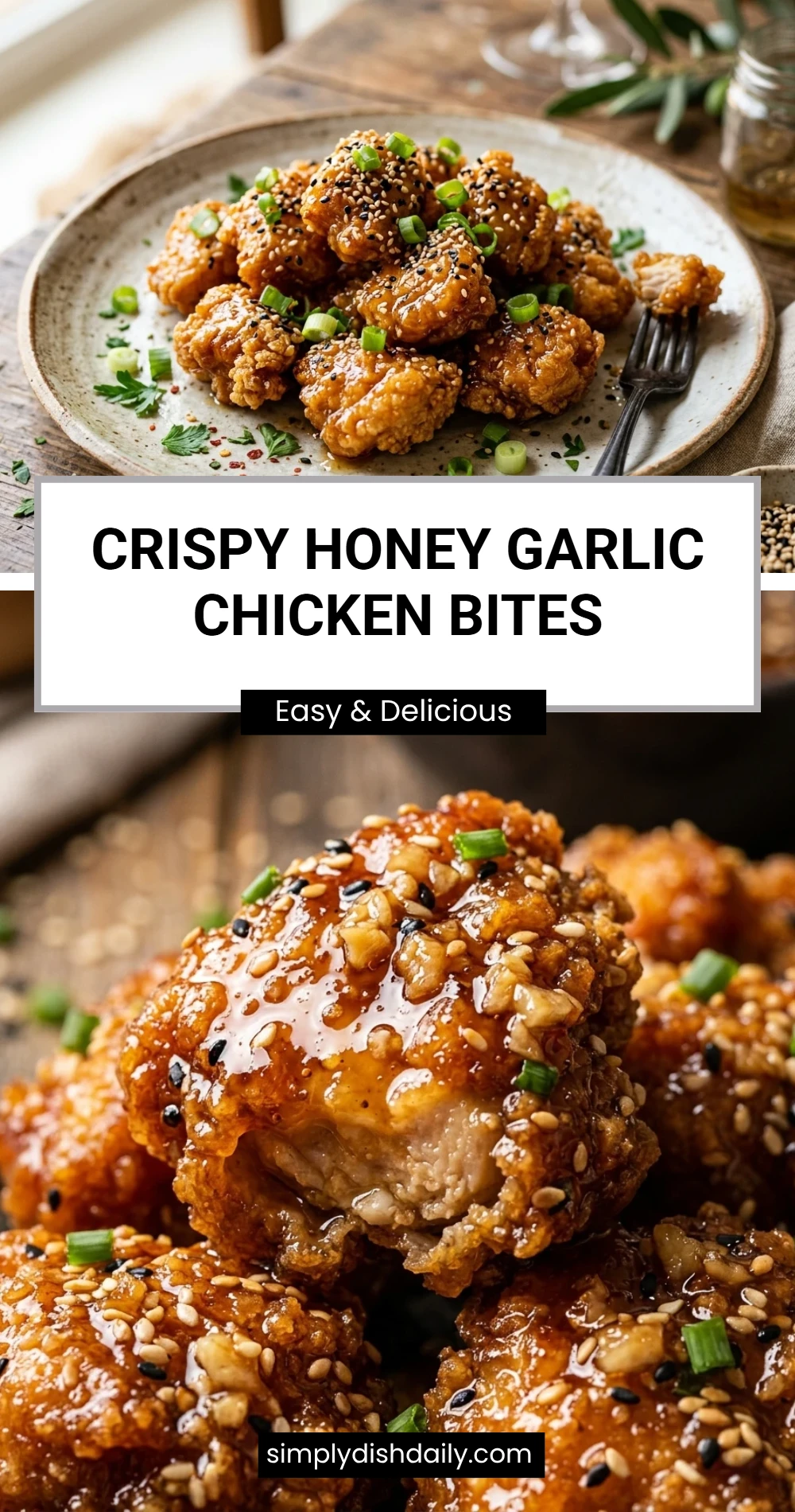 Crispy Honey Garlic Chicken Bites