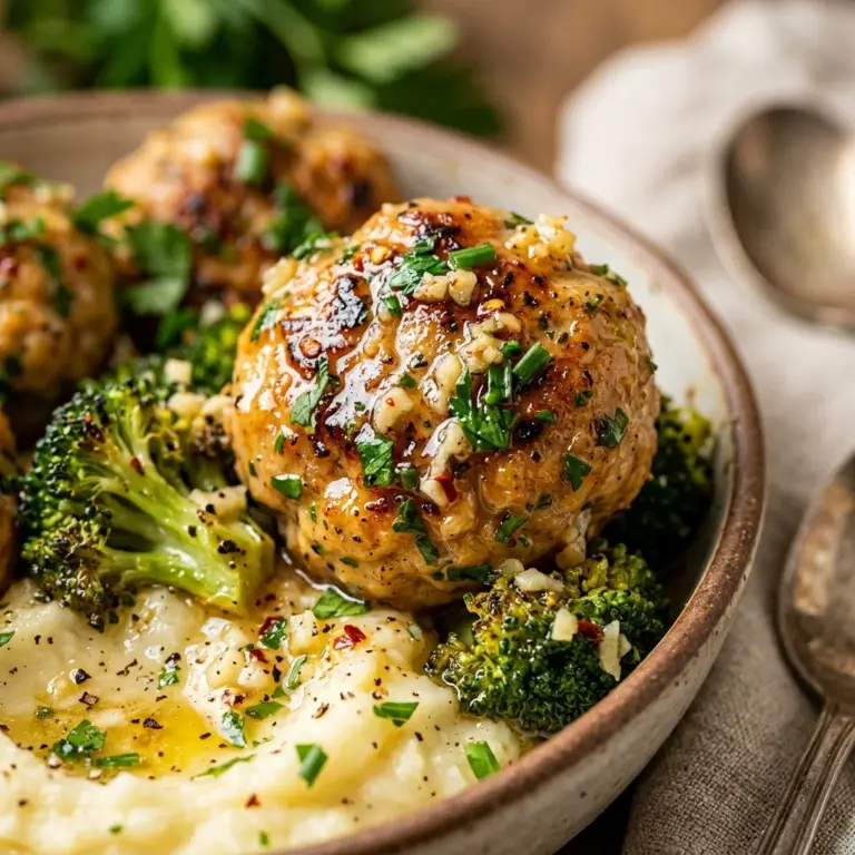 Garlic Butter Chicken Meatball Bowls