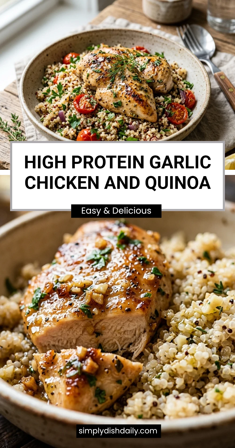 High Protein Garlic Chicken And Quinoa