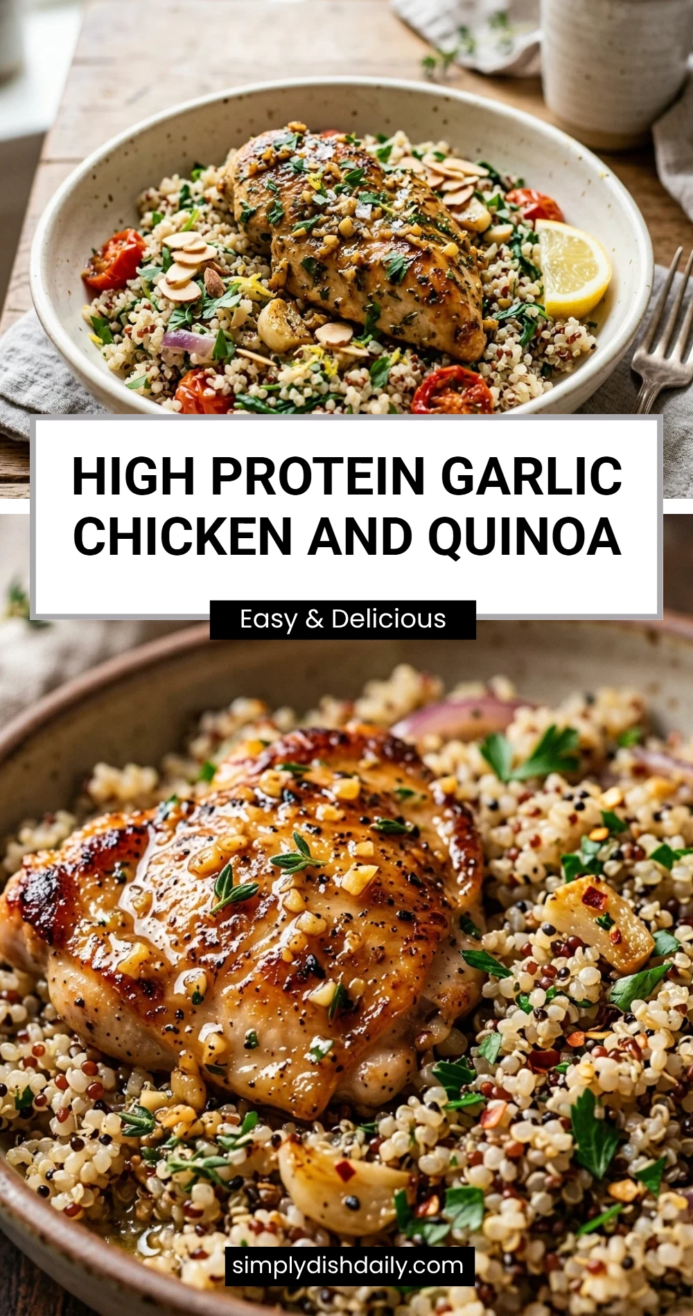 High Protein Garlic Chicken And Quinoa