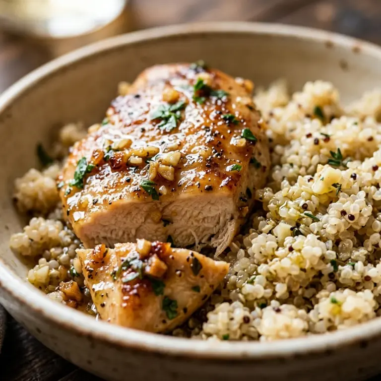 High Protein Garlic Chicken And Quinoa
