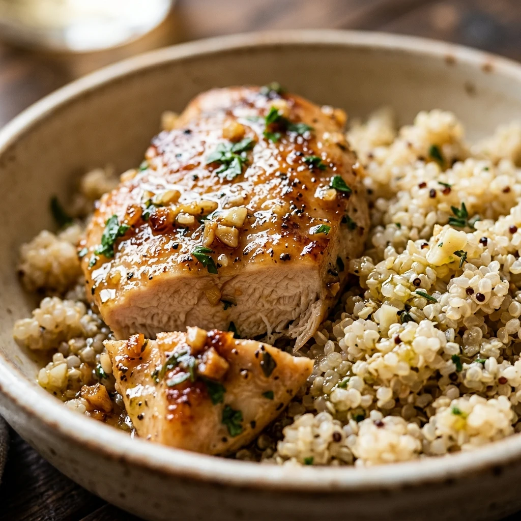 High Protein Garlic Chicken And Quinoa
