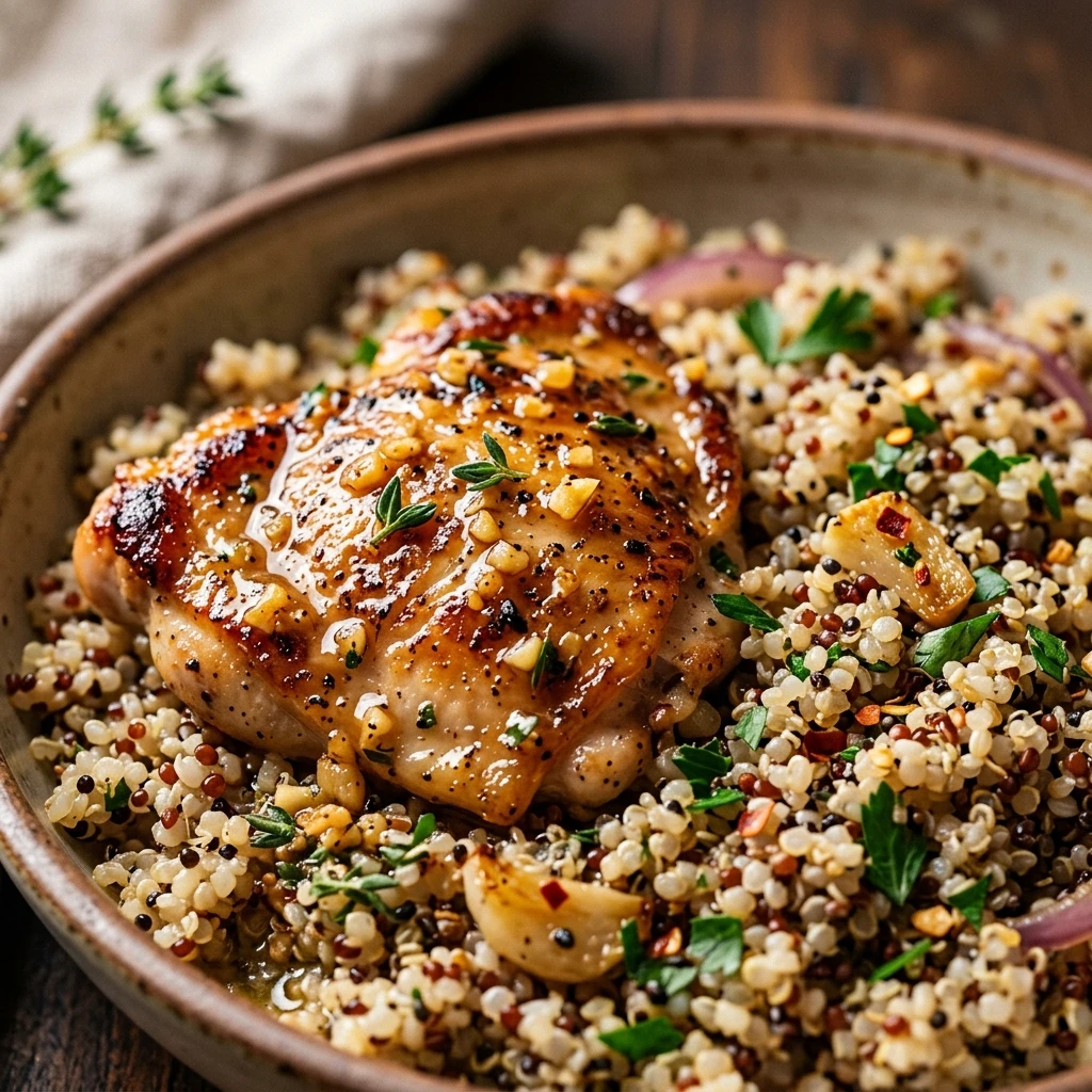 High Protein Garlic Chicken And Quinoa