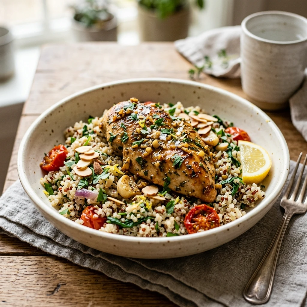 High Protein Garlic Chicken And Quinoa