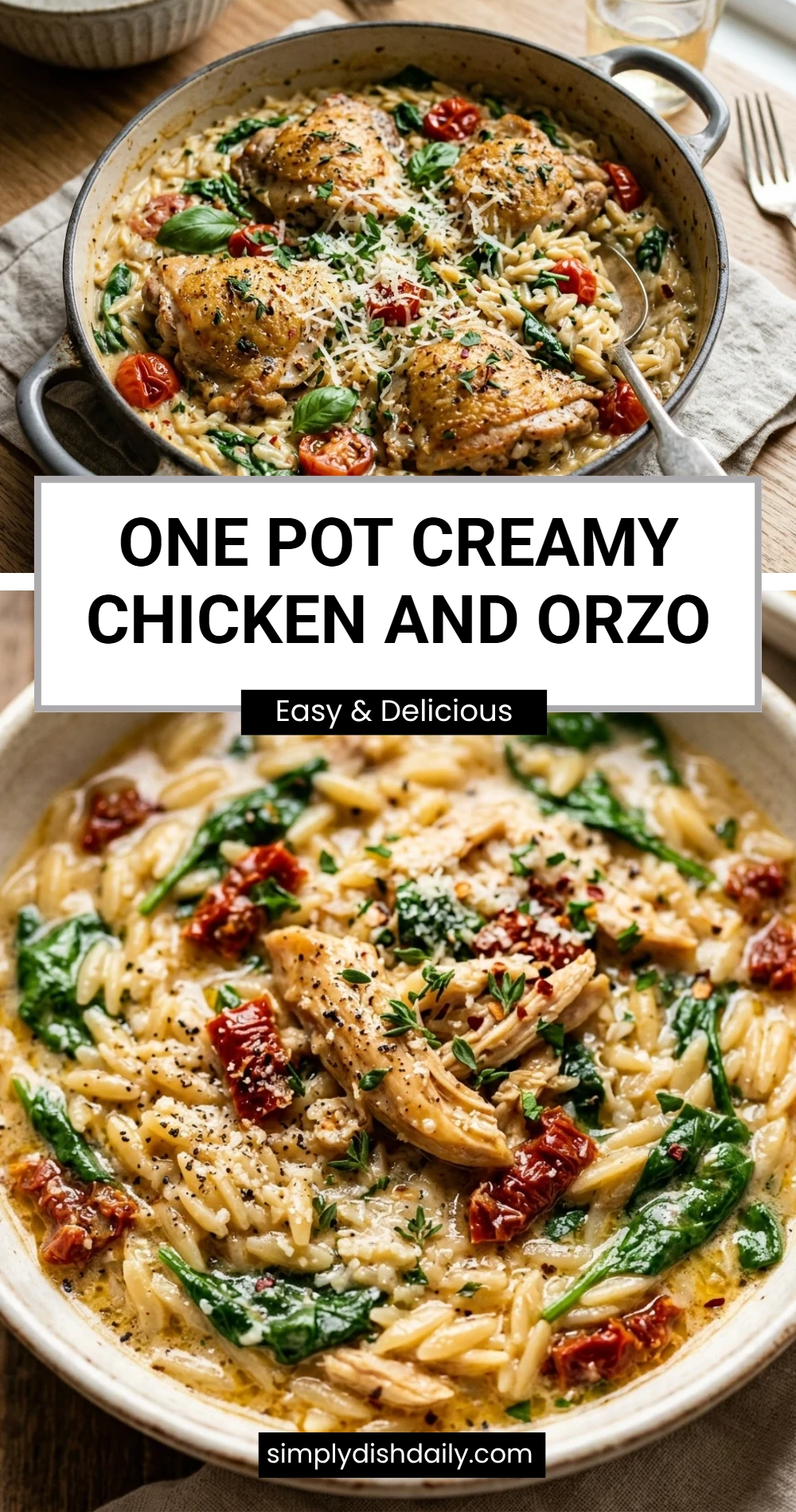 One Pot Creamy Chicken And Orzo