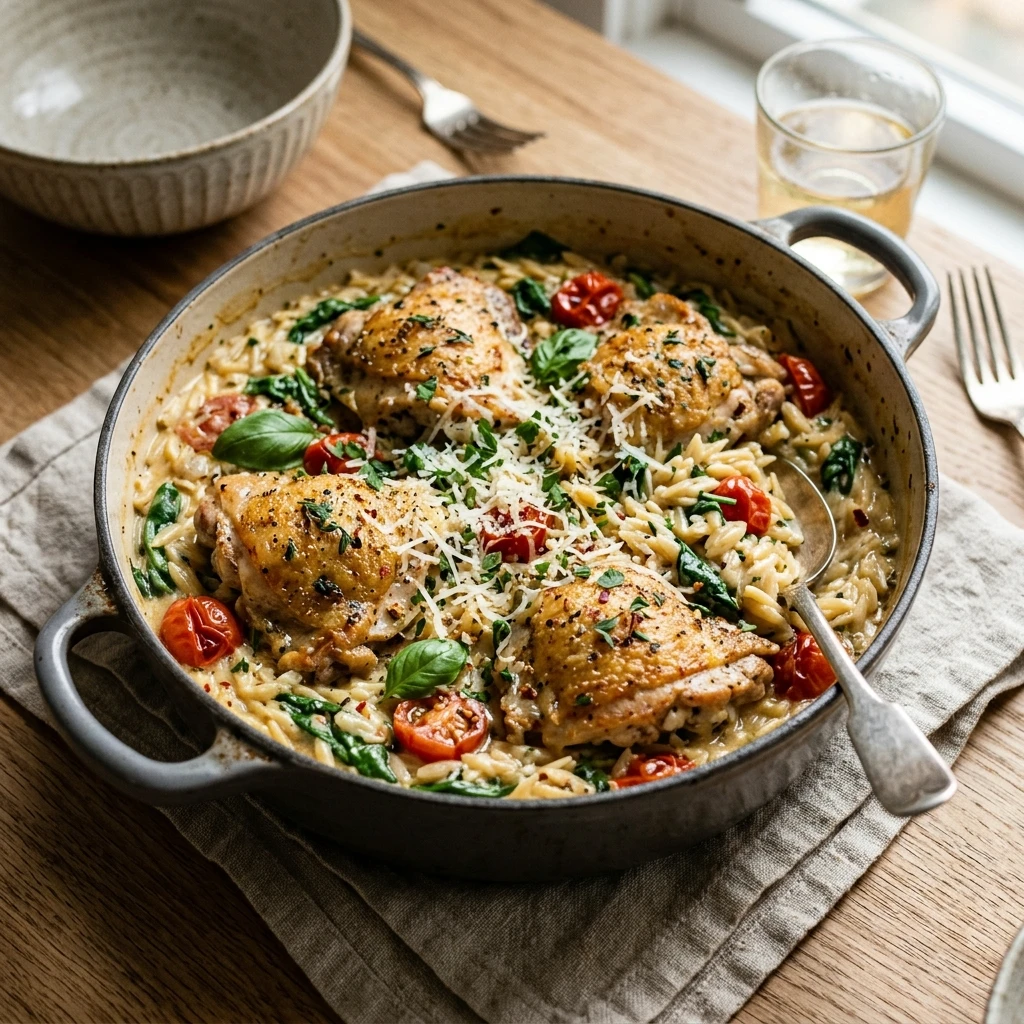 One Pot Creamy Chicken And Orzo