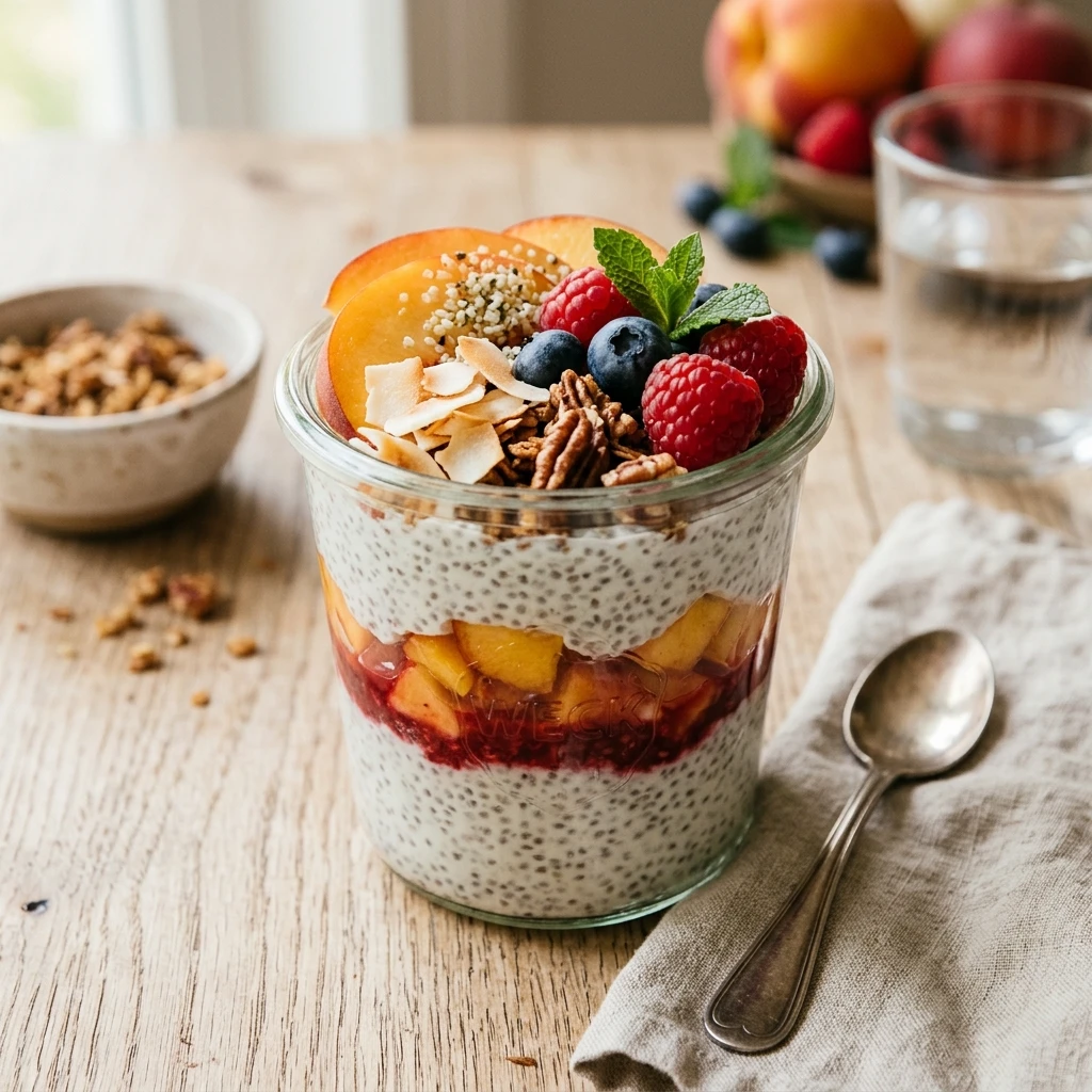 Peach Chia Pudding Parfait