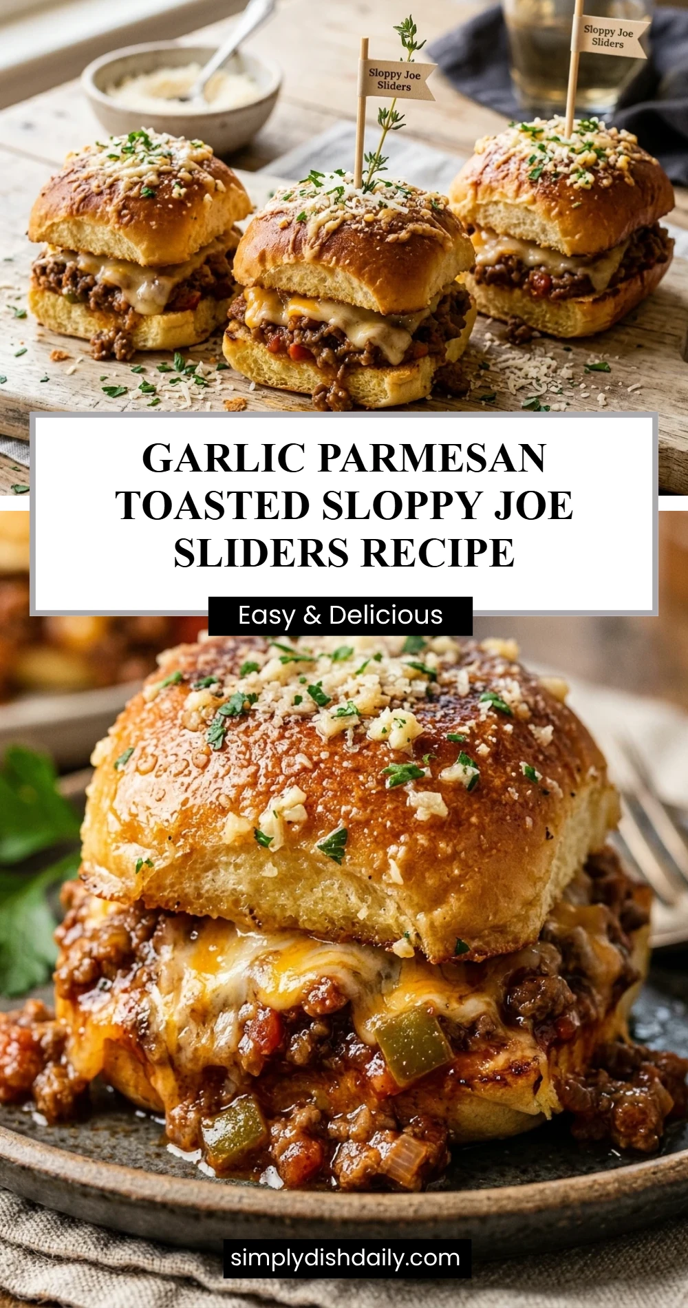 Garlic Parmesan Toasted Sloppy Joe Sliders Recipe
