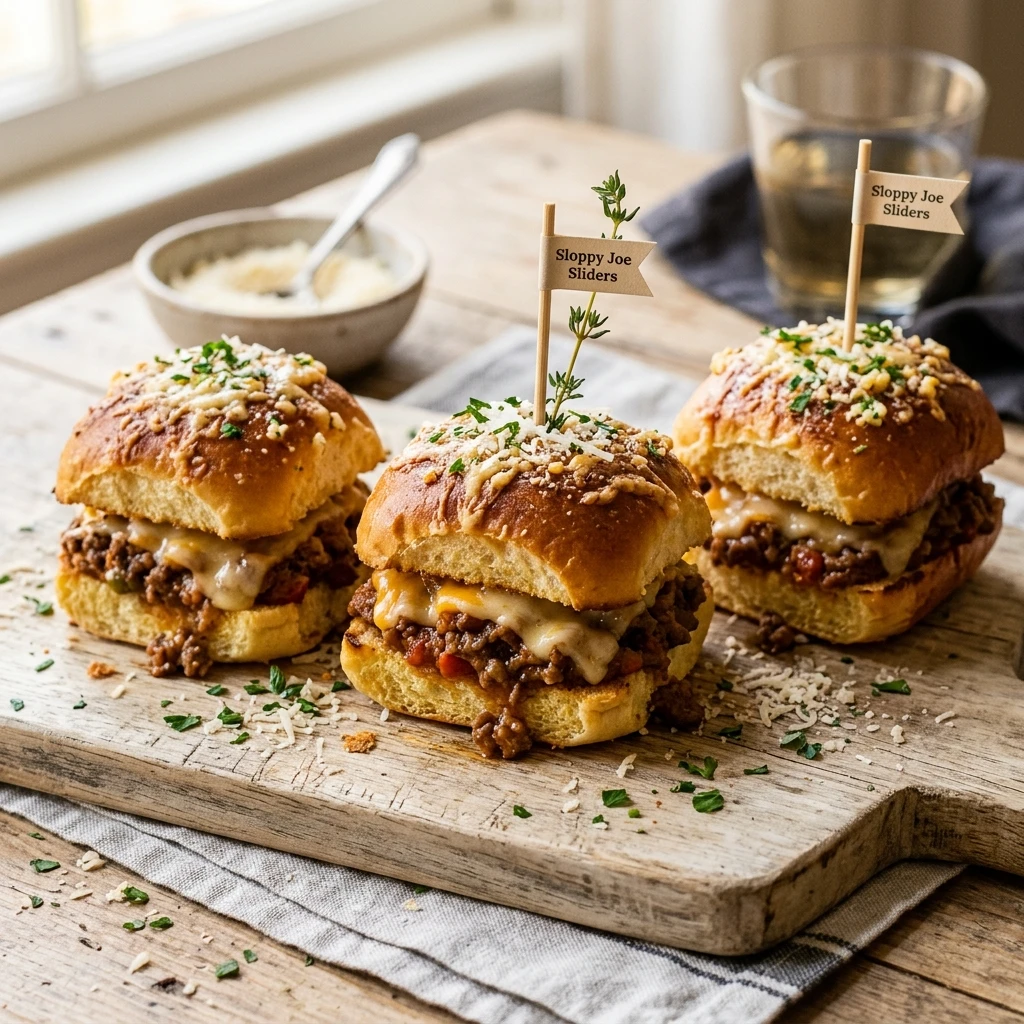 Garlic Parmesan Toasted Sloppy Joe Sliders Recipe