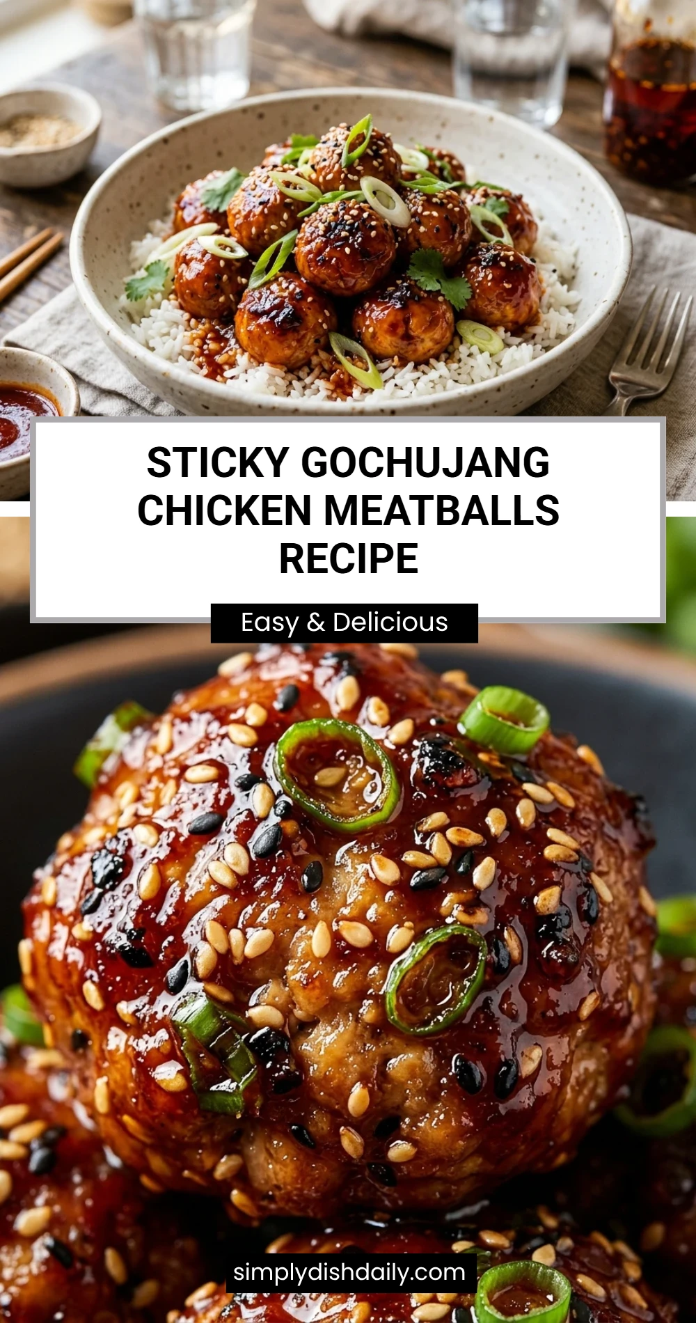 Sticky Gochujang Chicken Meatballs Recipe