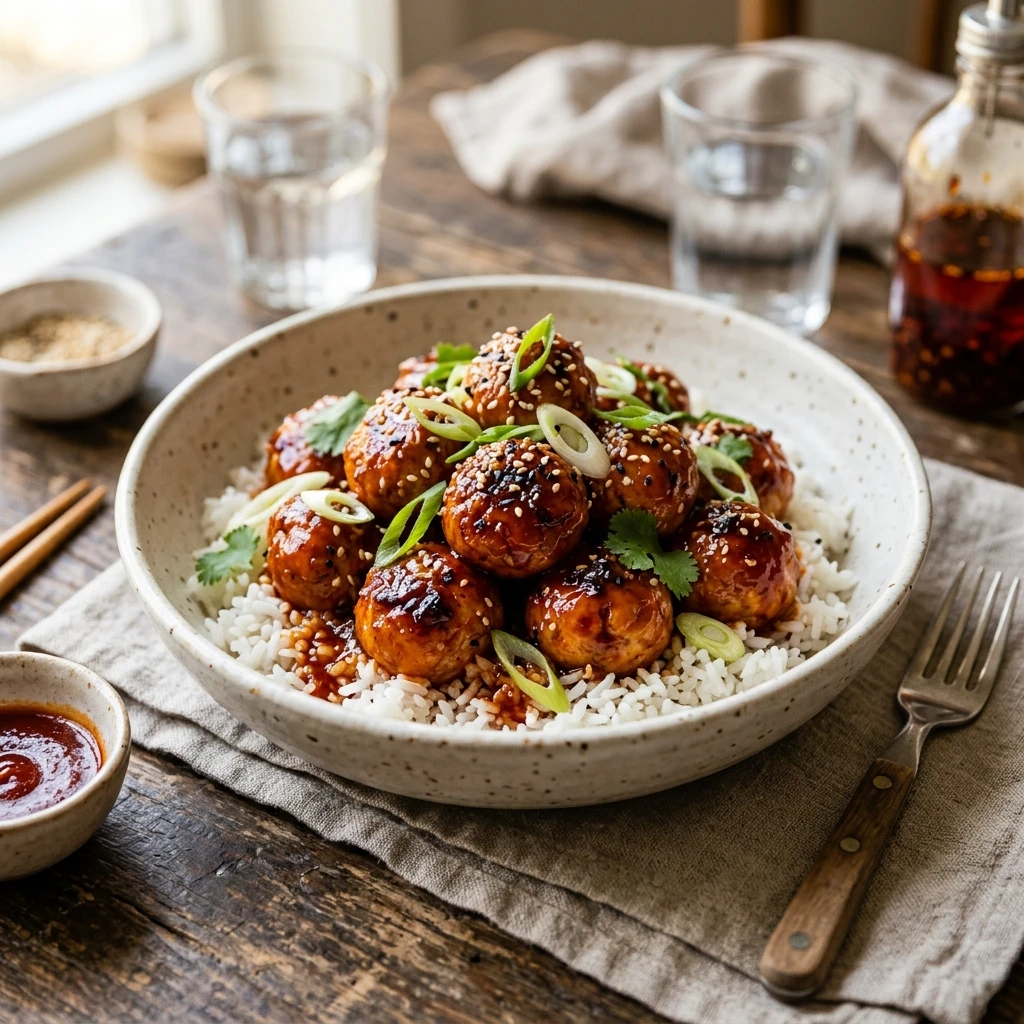 Sticky Gochujang Chicken Meatballs Recipe